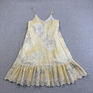 Rachel Zoe Yellow Sleeveless Embroidered Summer Dress Women‎ Small Boho Festival